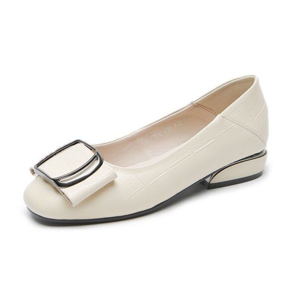 Flat Thick Heel Low Heel Shallow Mouth Mid-heel Casual All-match Low-heel Leather Shoes